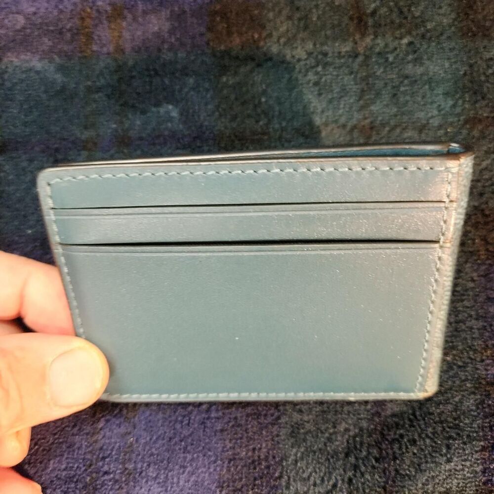 Coach Signature Print Blue Slim Bifold Wallet - Picture 4 of 4